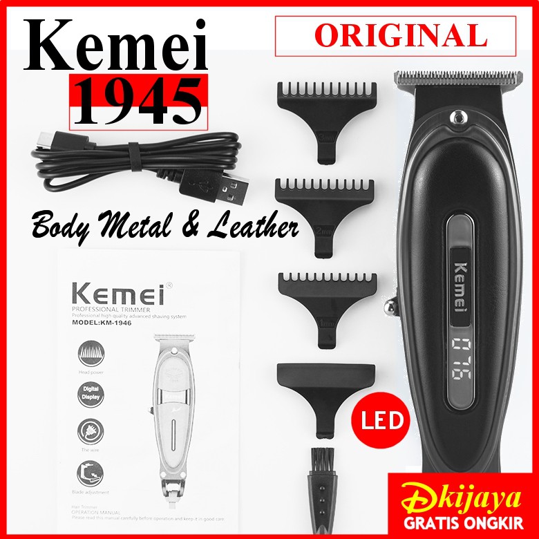 Kemei 1945 Original Alat Cukur Rambut Clipper Detailer Trimmer KM1945 LED Digital Display