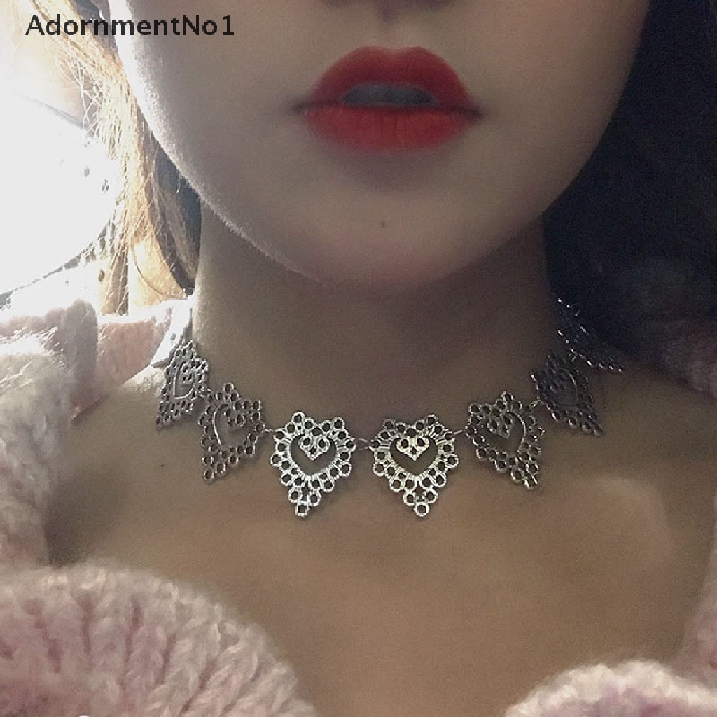 (AdornmentNo1) Kalung Choker Rantai Dengan Liontin Hati Gaya Gothic Untuk Wanita