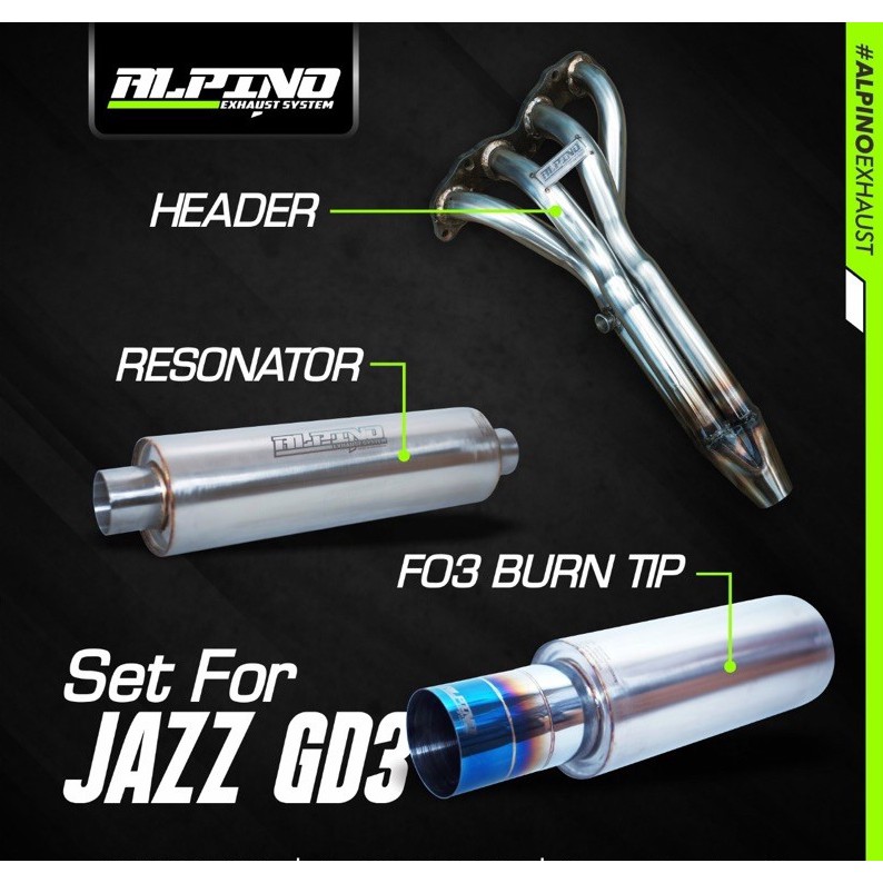 FULLSYSTEM ALPINO EXHAUST JAZZ GD3 IDSI/VTEC MUFFLER F03 BURNTIP