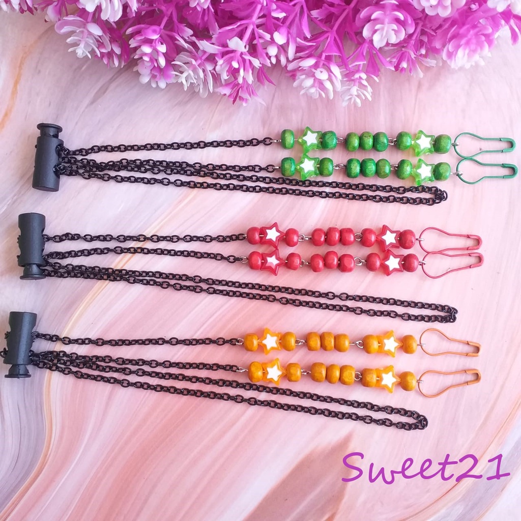 Sweet21 Kalung Strap Mask 2 in 1 Bulat Kayu Bintang Unik Konektor Mask Tali Masker Aksesoris Hijab S