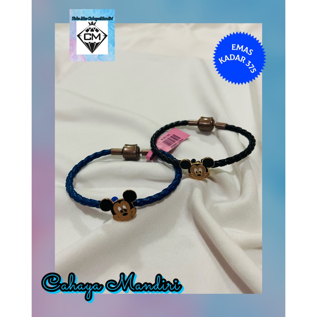 Gelang Mickey Emas untuk anak- anak Kadar 375 (8K) Berat +/- 1,01 Gram (include Talinya)