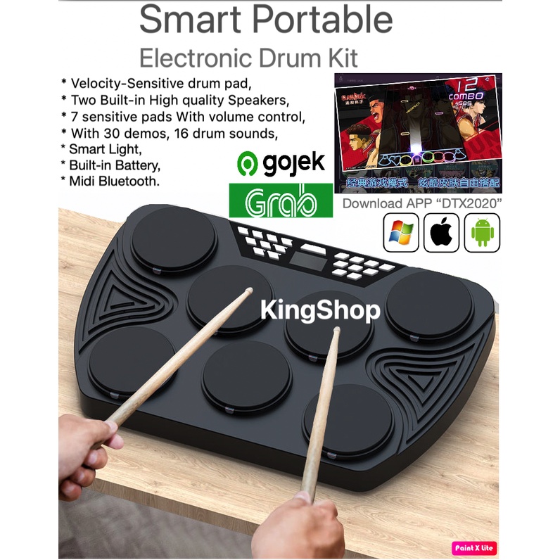 Jual Dynamic Portable Drums, Tabletop Drum Set, 7 Pad Digital Drum Kit