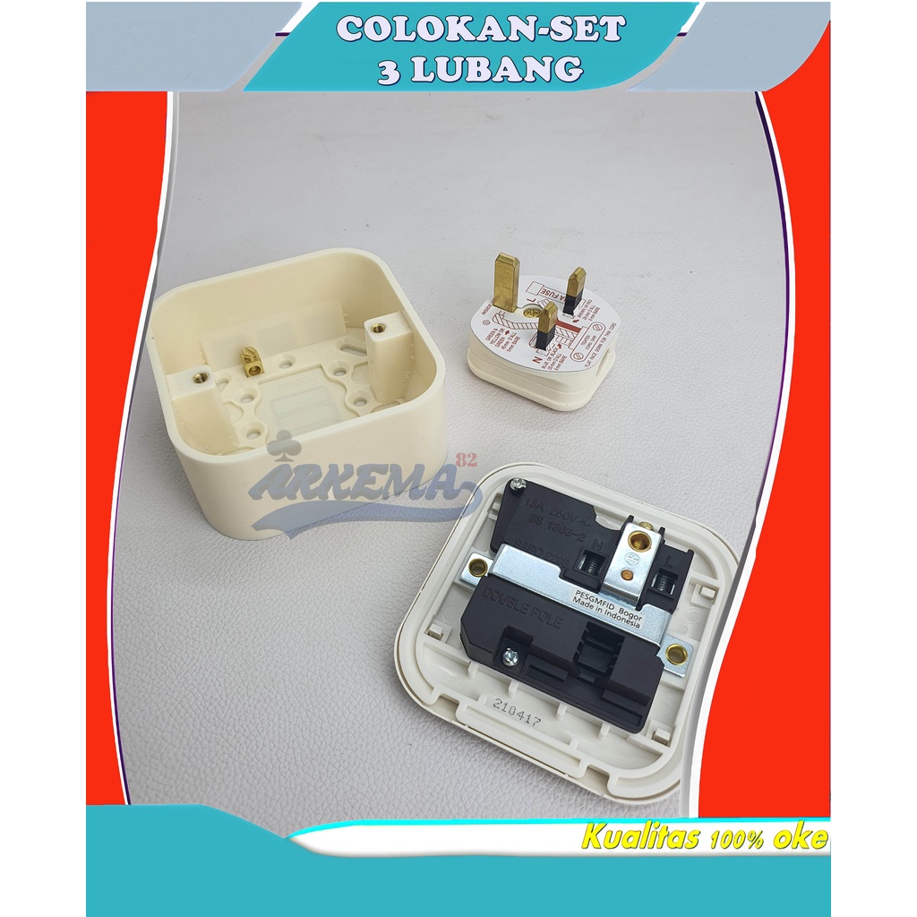 STOP KONTAK SET KAKI 3 | STEKER COLOKAN SET 3 PIN