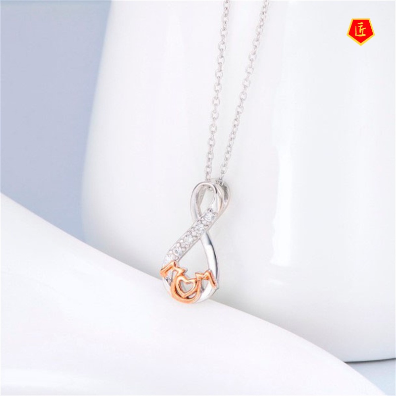 [Ready Stock]Love Mom Color Separation Pendant Mother's Day Gift Necklace Fashion Temperament