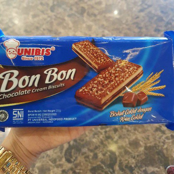 Jual Unibis Bon Bon Biskuit Wafer COKLAT Cream Krim Coklat Bonbon 200gr ...