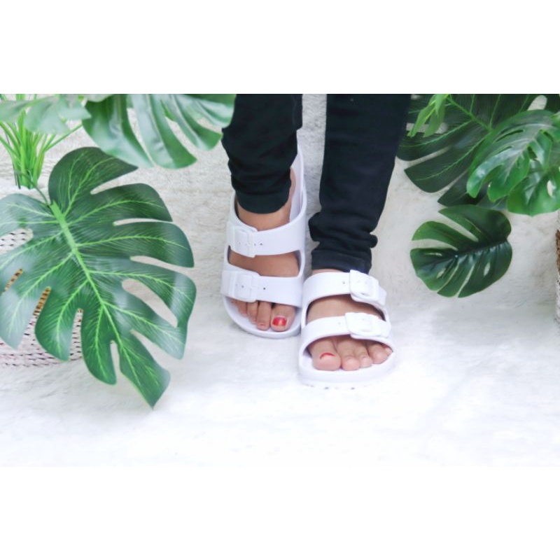 SALE !! Sandal Wanita Slide Havana Birken Sendal Slide Cewek Sandal Selop Wanita Havana Sandal Slop-Putih