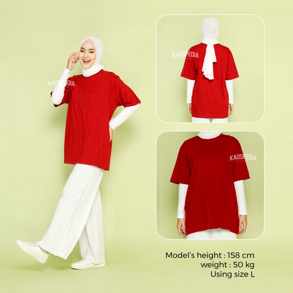 Kaos Polos Cotton Combed Lengan Pendek Premium 30s Pria Wanita Kaospedia Bandung-MAROON