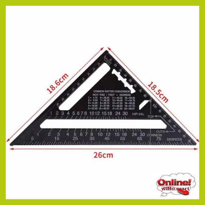 

W4Wr44- Speed Square 7" Black Penggaris Siku Tukang Segitiga Multi Fungsi Y8Tjtu7-
