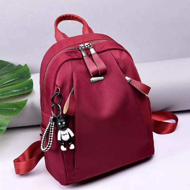 TAS RANSEL ANTI AIR BACKPACK WANITA HITAM  MOTIF POLOS KOREA KULIAH SEKOLAH KERJA TA126B5 STEIN-3
