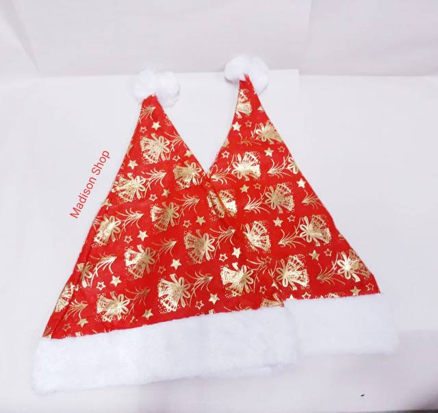 TOPI NATAL TEBAL LONCENG AKSESORIES CHRISTMAS HAT MURAH GROSIR KADO KOSTUM SANTA NATAL