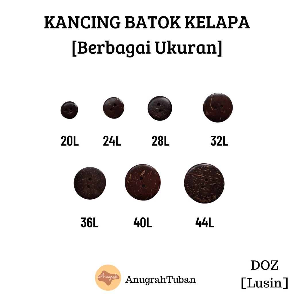 [Batok Kelapa] Kancing Baju/Kemeja/Jas/Celana/Tunik/Hem/Seragam Batok Kelapa Jamur Besar Kecil Murah