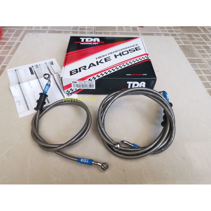 BRAKE HOSE SELANG REM TDR RACING SILVER SET AKSESORIS YAMAHA NMAX NON ABS 2016-2021 ORI