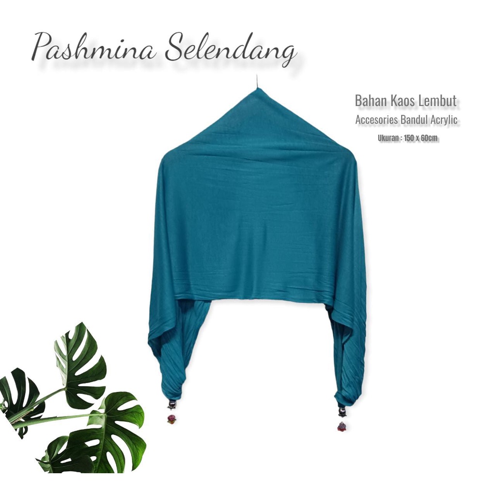 Pashmina Selendang bahan Kaos Polos Bandul Acrylic dan bahan polyester Bandul Kepang/ Shal Kaos dan polyester / Shwal Bandul Unik / Syal polos gantungan