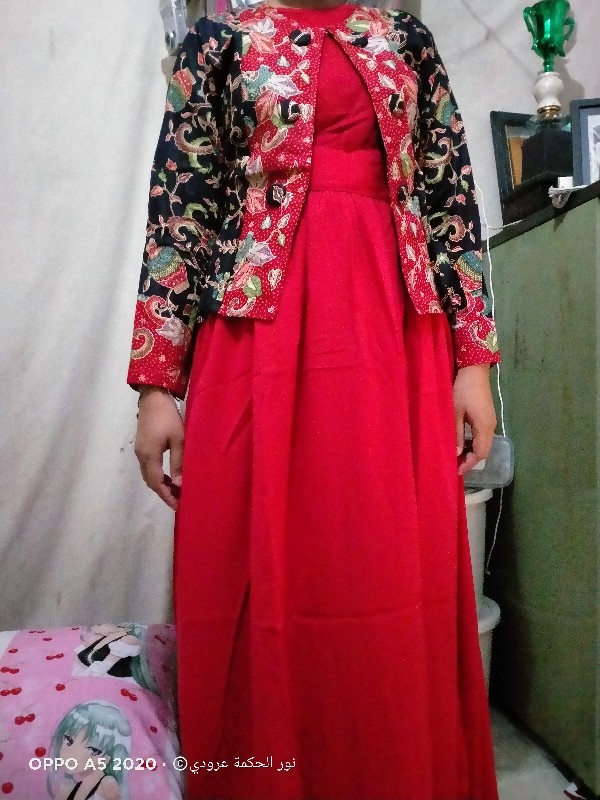 Sgziza Merah/biru/ Hitam Gamis Batik Rompi Keluarga