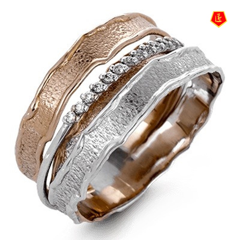 [Ready Stock]Fashion Creative Multi-Layer Winding Diamond 18K Rose Gold Ring