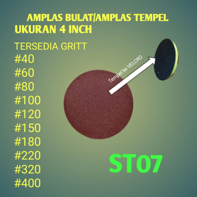 Amplas bulat 4 inch - Amplas tempel - Amplas grit 40 - 400 - Ampelas bulat 4 inch