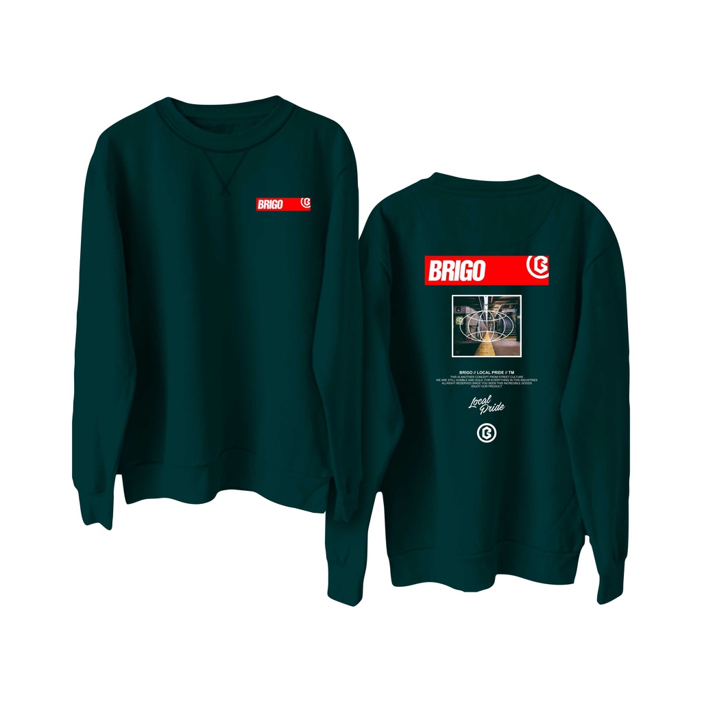 BRIGO Basic Sweatshirt  RED II Sweater Crewneck BRIGO RED Sablon DTF Fleece Cotton M-XXL (Pria &amp; Wanita) Free stiker&amp;Gantungan Kunci