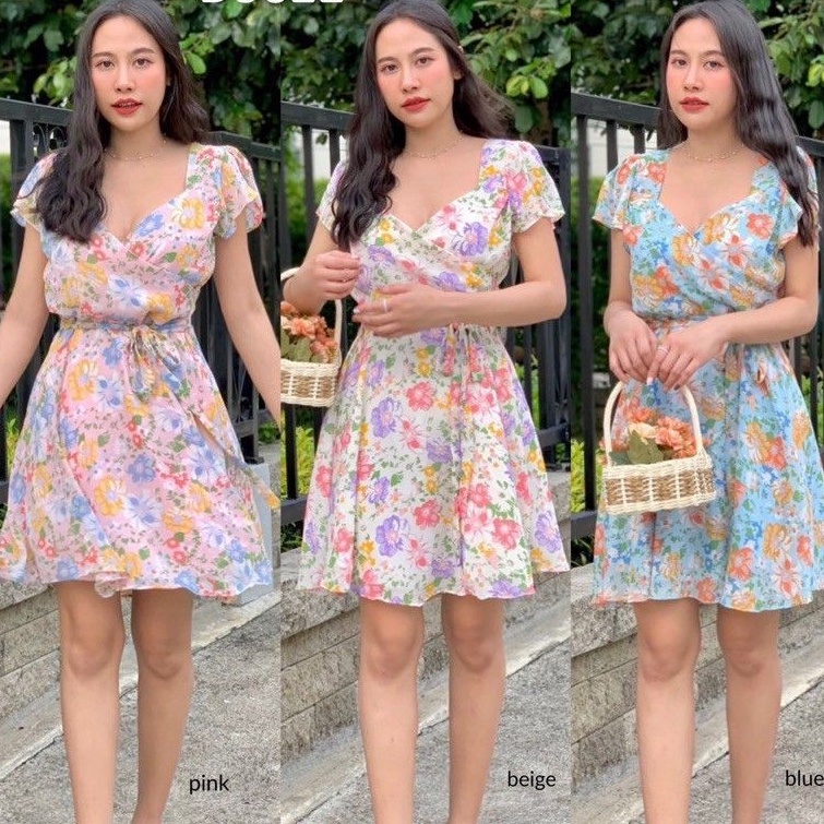 dress import korean style / dress bunga flower floral garden import / dress korea bangkok / mini dre