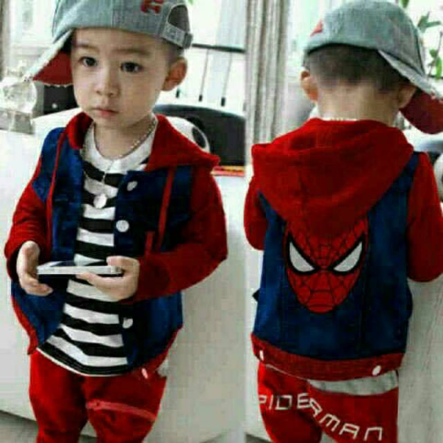 JAKET SETELAN POLO SPIDER MERAH ANAK LAKI LAKI