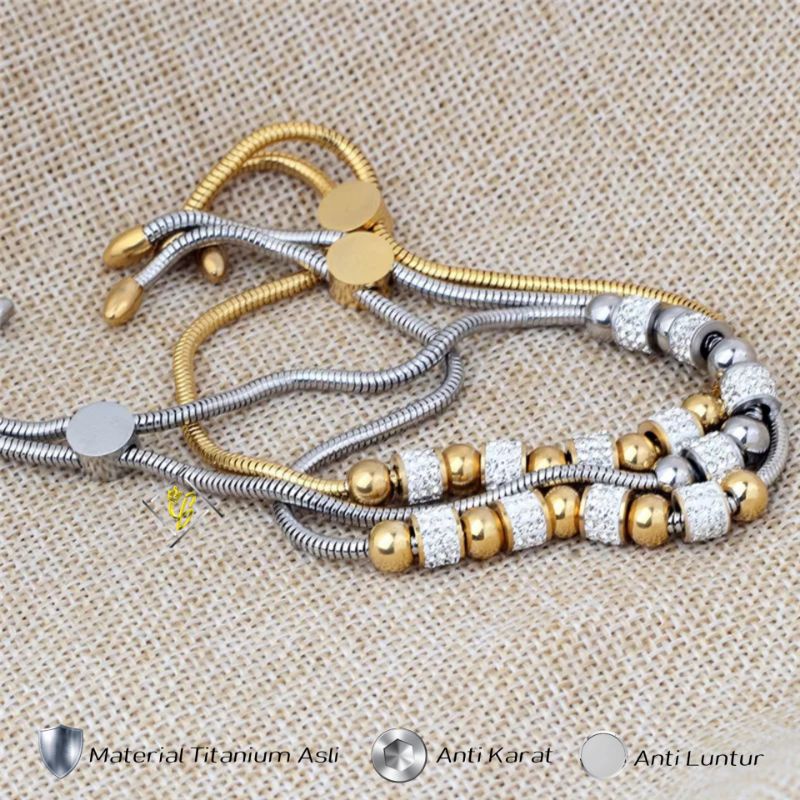 Gelang Serut Titanium Gold Emas Gelang Titanium Serut Gelang Serut Cantik Gelang Serut Wanita