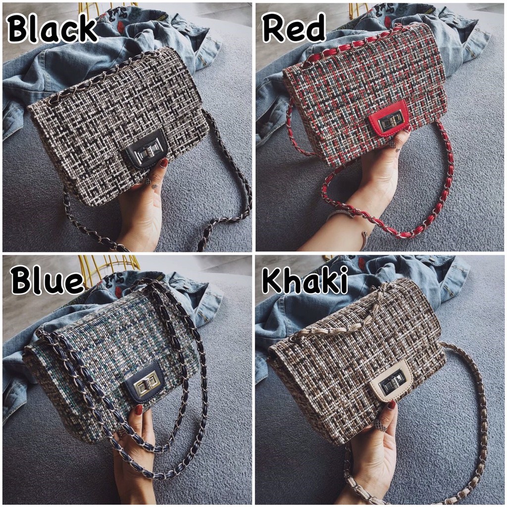 BJ1189 - BLACK/BLUE/KHAKI/RED - TAS SLEMPANG UNIK WANITA MODIS FASHION IMPORT JAKARTA TERMURAH ELJ189