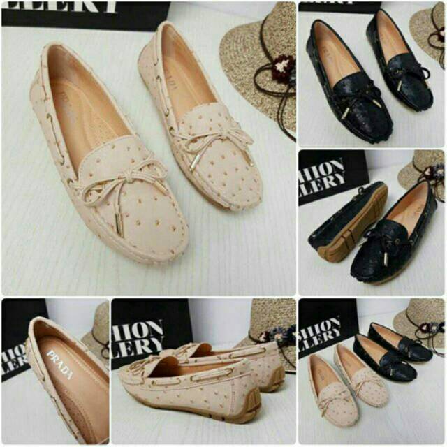 Sepatu Wanita Flat Shoes Prada 266 Semi Premium