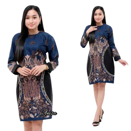 EMHABATIK | Batik Couple Pria Wanita Kemeja modern kasual Tunik adem halus-T KLUWUNG NAVY