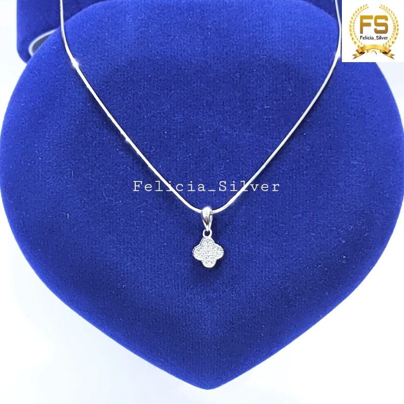 KALUNG PERAK ASLI SILVER WANITA 925 LAPIS EMAS MODEL LIONTIN BUNGA KECIL - PERHIASAN PERAK WANITA AS