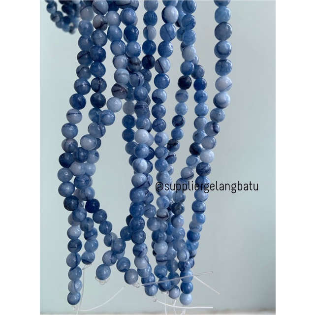 batu blue moss agate biru 6mm aksesoris fashion gelang kalung craft