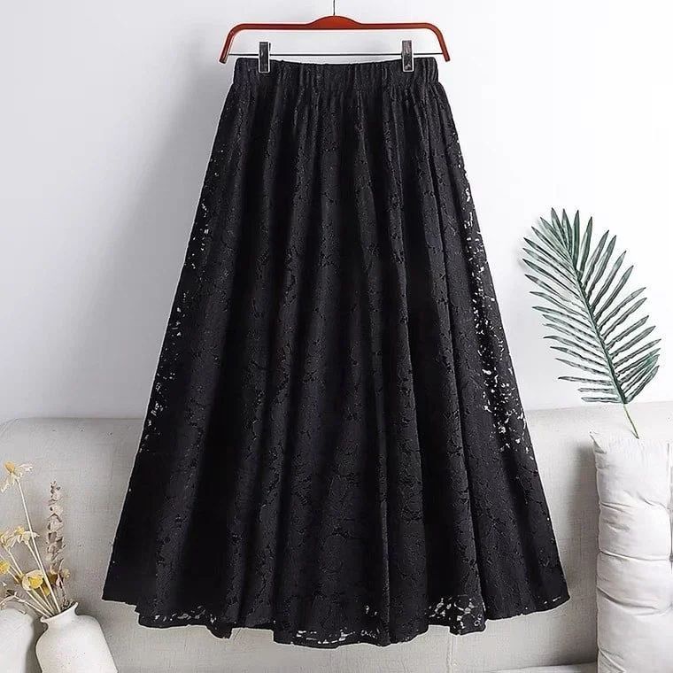 Bawahan ROK NEYSA LACE KOREAN SKIRT JUMBO BROKAT mix FURING Katun Rayon Scuba Serut Panjang Midi Raj