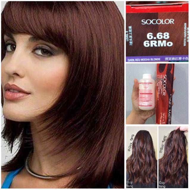 Matrix SoColor 6 68 6RMo Dark Red Mocha Blonde Brown Cat 