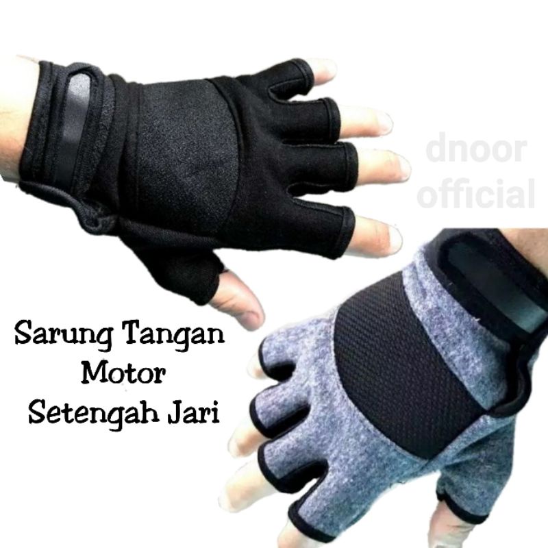 Sarung Tangan Motor Pria Dan Wanita All Variasi Model Setengah Jari, Full, 2 Jari Bahan Kain / Kulit Warna Hitam, Abu Abu, Biru Dongker, dan Merah Maroon