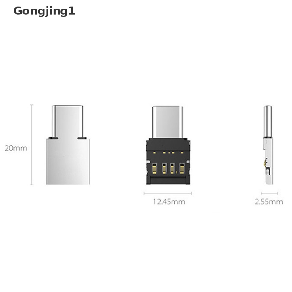 Gongjing1 Adapter Konverter OTG USB-C 3.1 Tipe C Male Ke USB Female Untuk U Disk