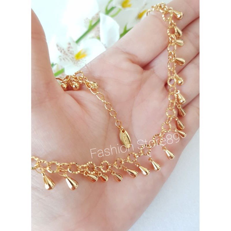 Gelang Kaki Jurai Rantai Nuri Motif Ukir import xuping Yaxiya tercantik bestseller lapis emas 18k