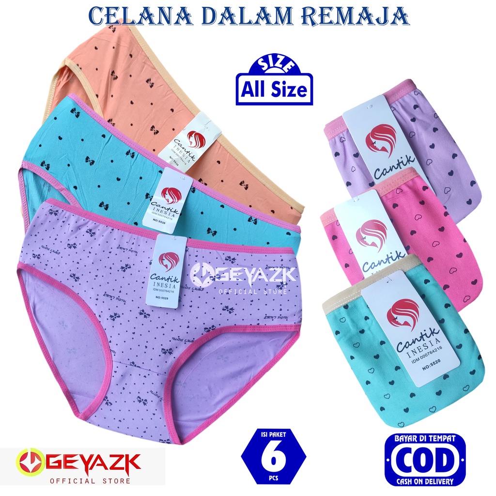 6 Pcs Celana Dalam Remaja Cd Anak Perempuan Bermotif Motif