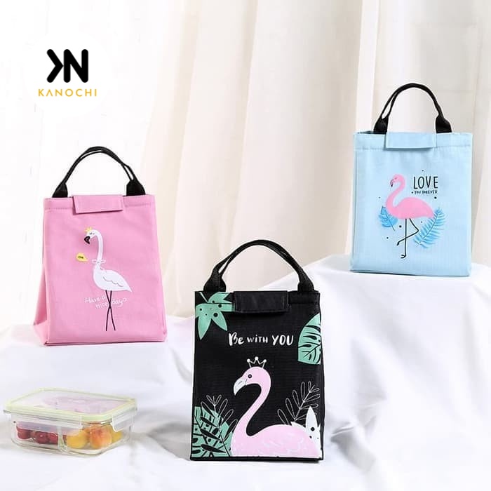 Lunch Box Cooler Bag Tas Bekal Kantor Sekolah Anak Fun Dewasa Flamingo