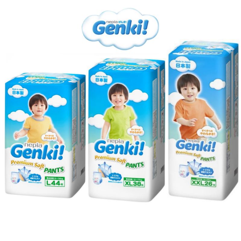 Nepia Genki Premium Soft Pants Jumbo Pack L44 XL38 XXL26 - Popok Bayi Sekali Pakai Popok Celana