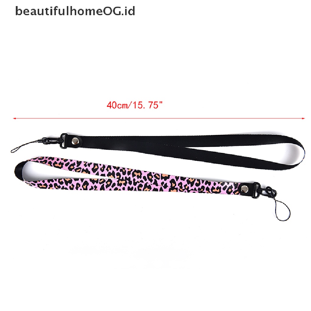 Tali Lanyard Leher Panjang Motif Leopard Dapat Dilepas Untuk holder Kunci Ponsel Universal