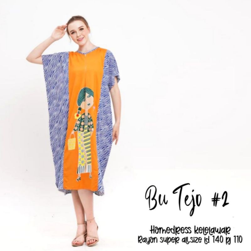 Daster Bu Tejo #2 Batik Homedress Kelelawar Baju Tidur Rayon Pastel Baju Tidur Kartun Jumbo Santai