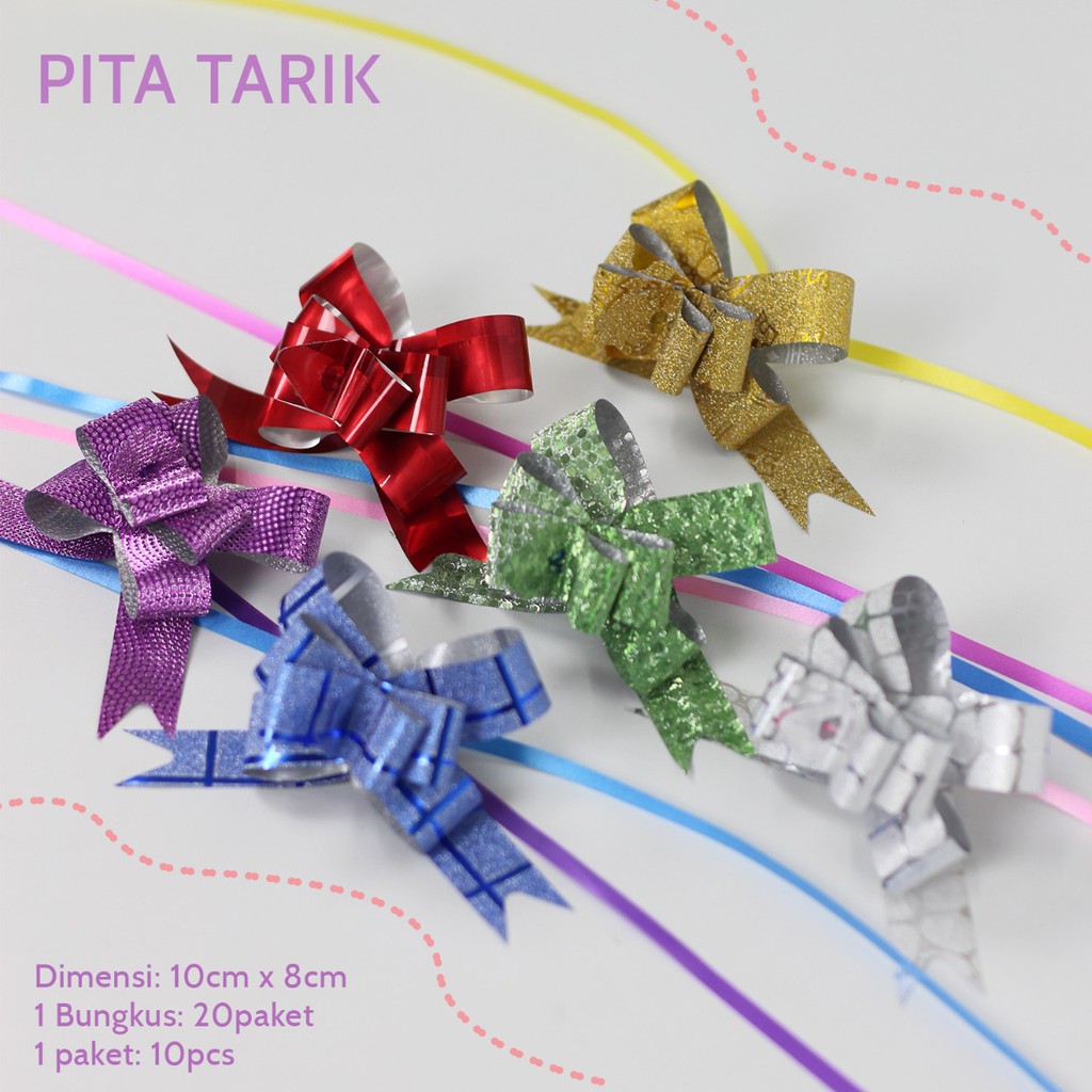 Pita Tarik / Pita Serut Metalik 2cm PS0018 - 6 Pilihan Warna