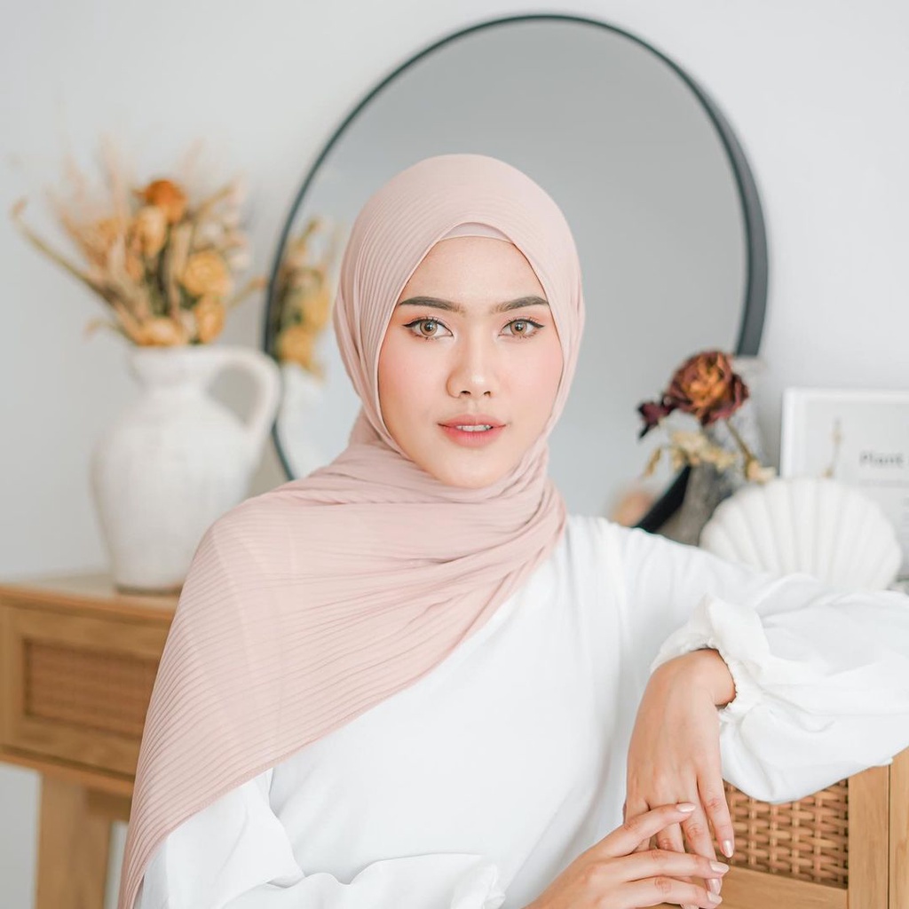 PASHMINA PLISKET CERUTY BABYDOLL 180CM X 75CM WARNA CREAM COKSU