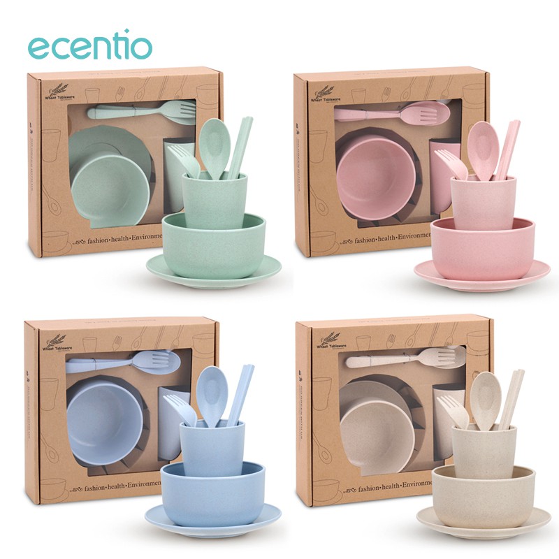 

Ecentio 6in1 Wheat Straw Cutlery Set (Sendok / sumpit / garpu / mangkuk / cangkir / piring)