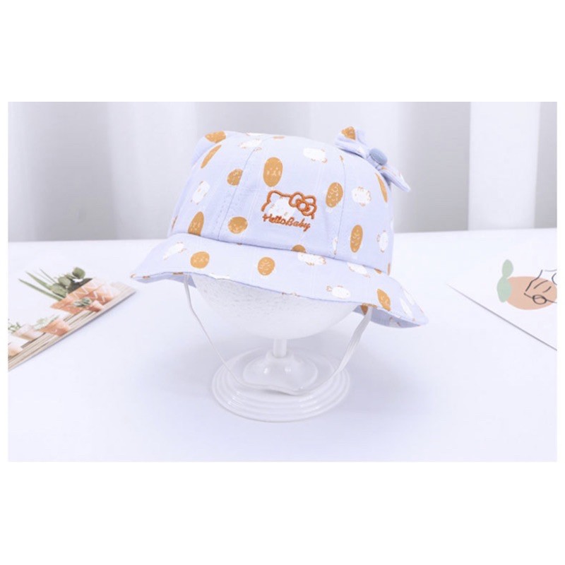 (LK48) Topi Bucket Anak Bayi Balita Perempuan Model Kitty Impor-Biru
