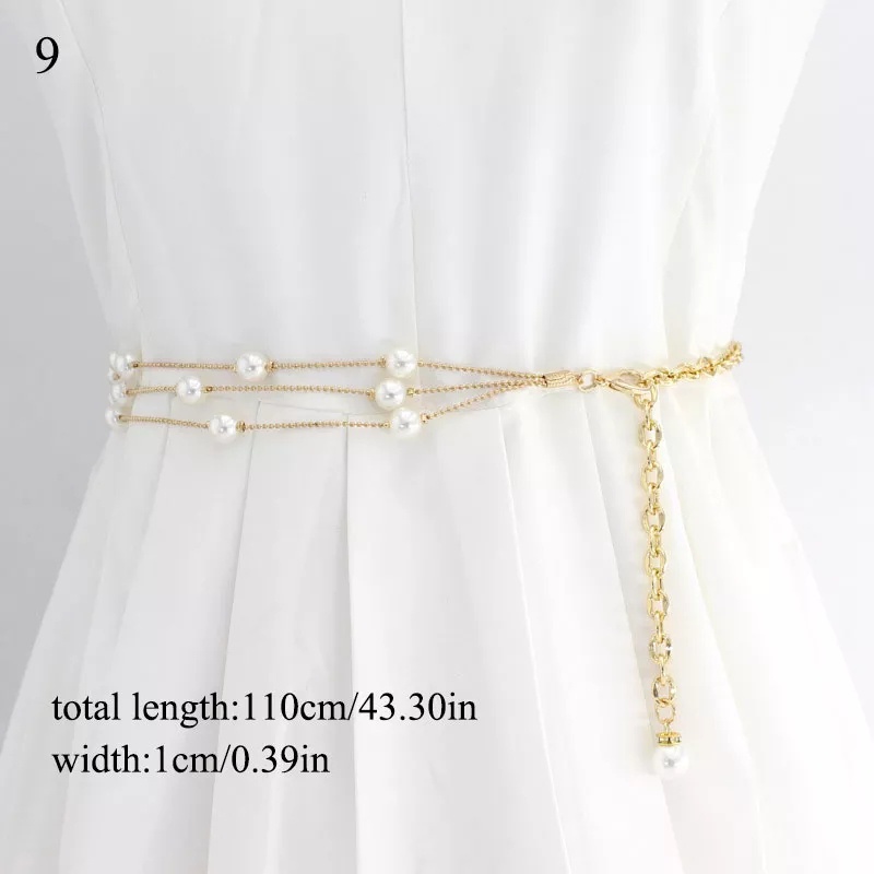 Ikat Pinggang Belt Rantai Slim Model Mutiara Imitasi Fashion Wanita Korea Fashion Womens Belt - TH-34