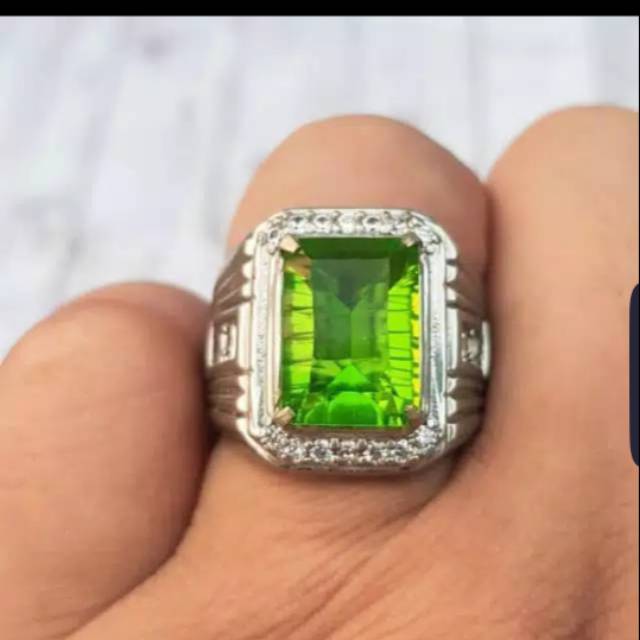 Cincin Batu Permata Moldavite Murah Mewah Cincin Pria