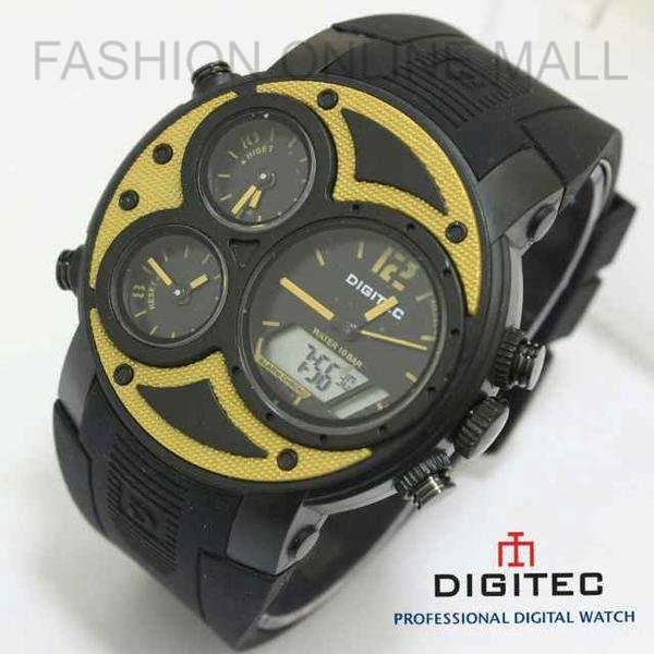 jam tangan pria digitec 3027 black list gold (alexandre christie) - jam tangan digitec original - ja