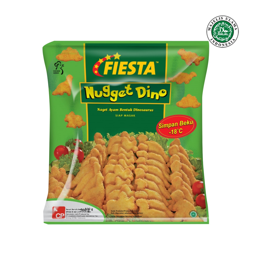 Fiesta Nugget Dino 500gr, Nugget Ayam, Frozen, Halal