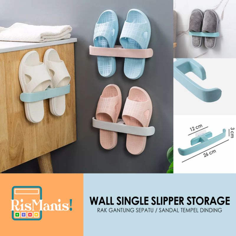 WALL SINGLE SLIPPER STORAGE - Rak Gantung Tempat Sepatu Organizer Sandal Tempel Dinding Interior Furniture Rumah Gantungan Handuk Hanger Waslap Tembok Hemat Space