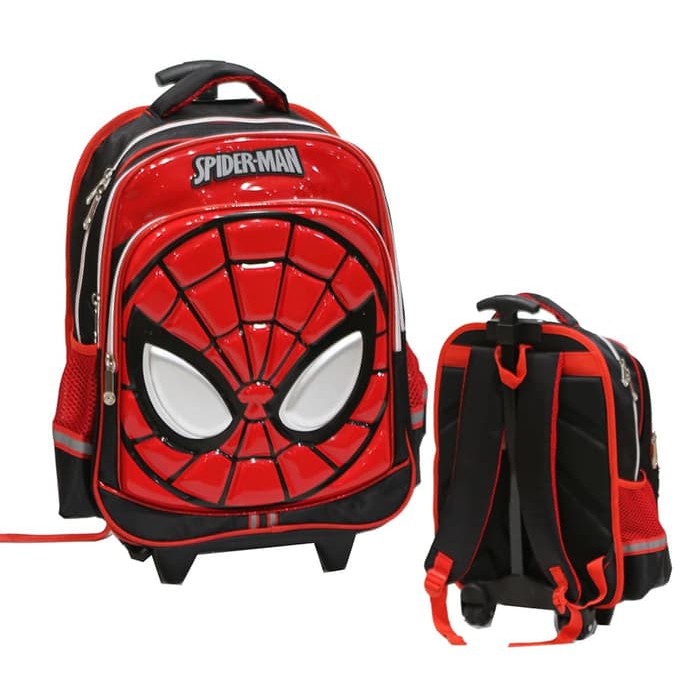 PROMO NEW TAS TROLLEY ANAK LAKI LAKI - SPIDERMAN 6D TIMBUL 3 KANTUNG - SD