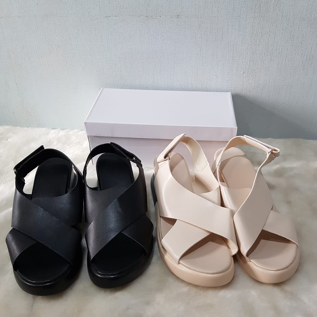 [✅BISA COD] 10888 SANDAL TYPE A &amp; B IMPORT WANITA WEDGES TINGGI MODEL X (REAL PICTURE)